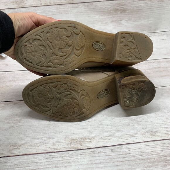 Sofft Brown Leather Flower Stamped Zip Ankle Heel Boot Shoes Womens US 7 M - Picture 5 of 13